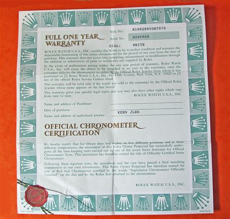 rolex authenticity papers